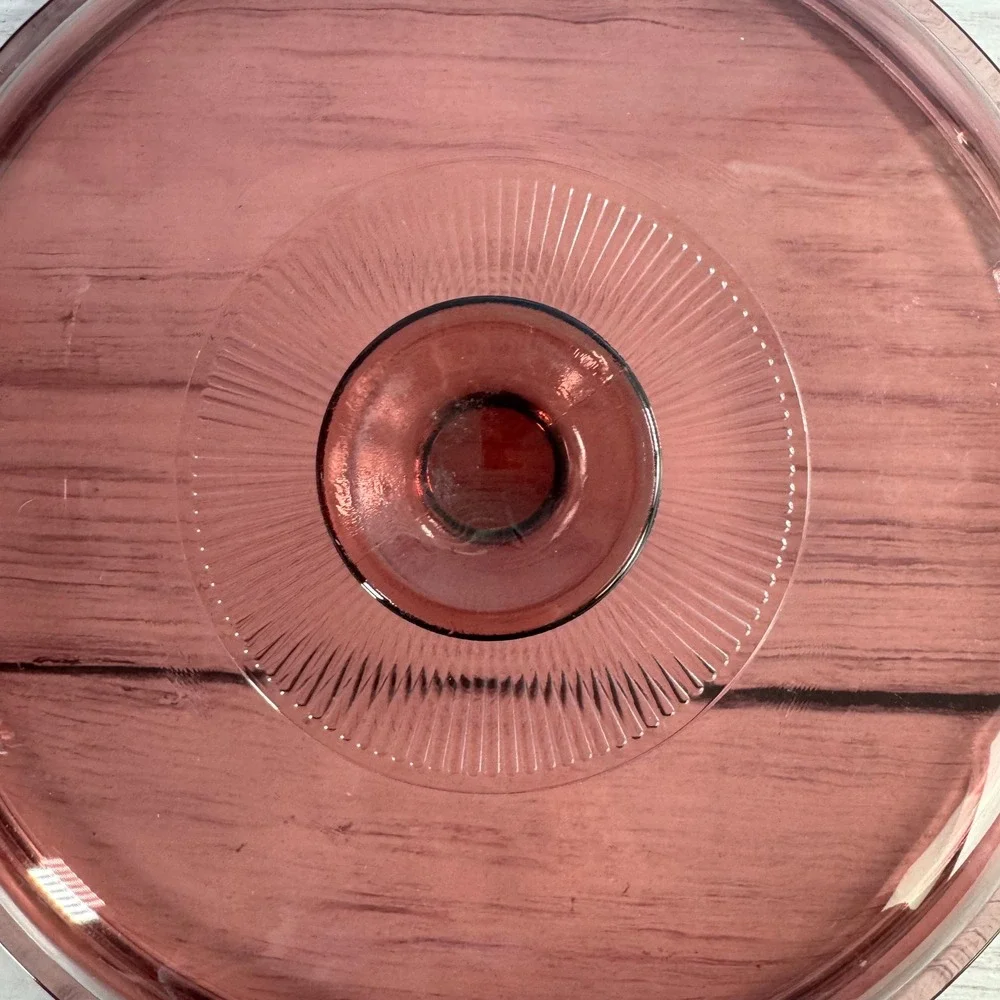 VTG Corning Visions Dutch Oven 5L Cranberry Glass Pyrex Lid Retro 90s